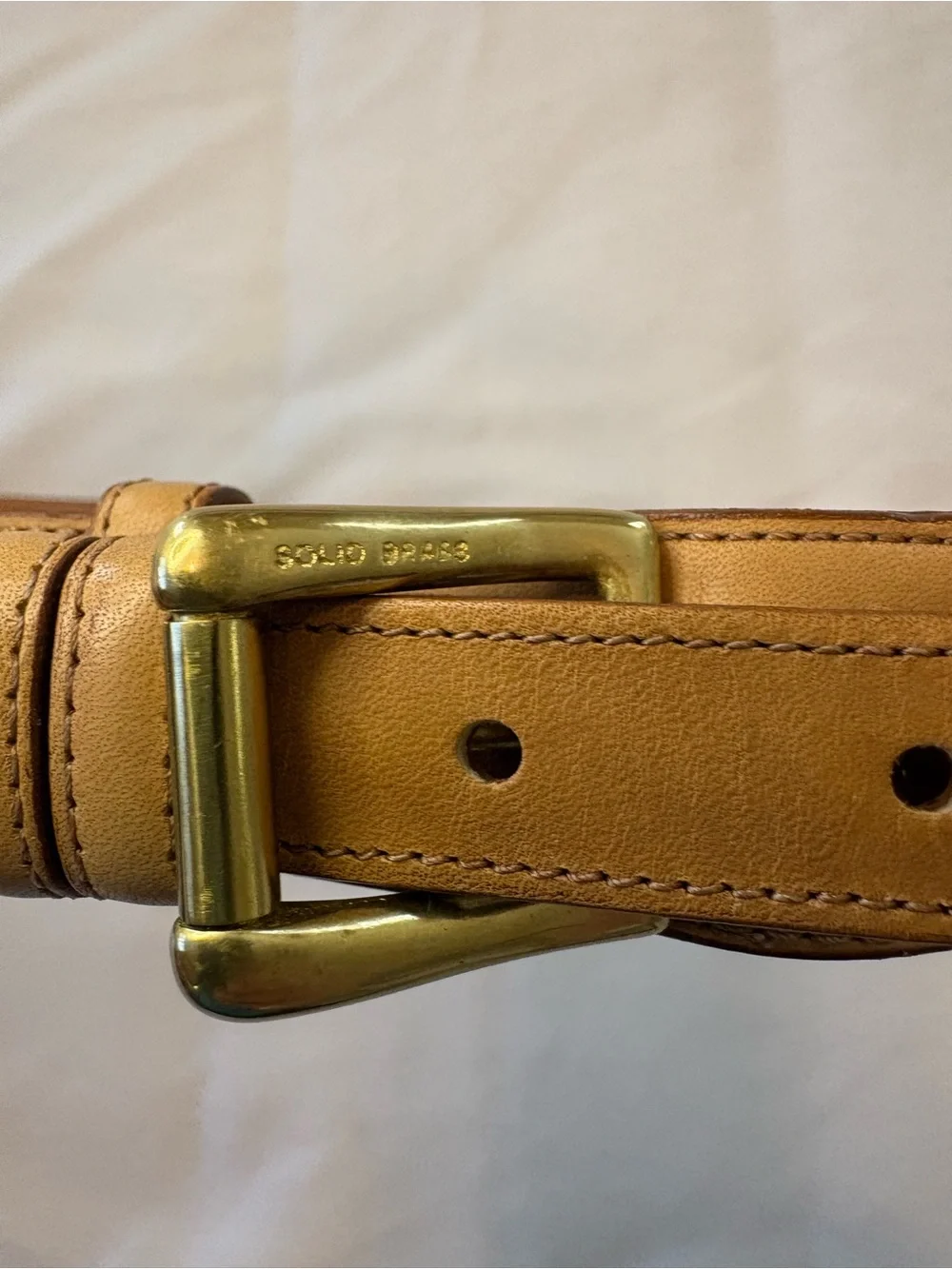 SAS Genuine Leather Belt in Tan with Dark Edge 40 Brass Buckle